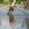 DFD members having fun practicing nozzle techniques.